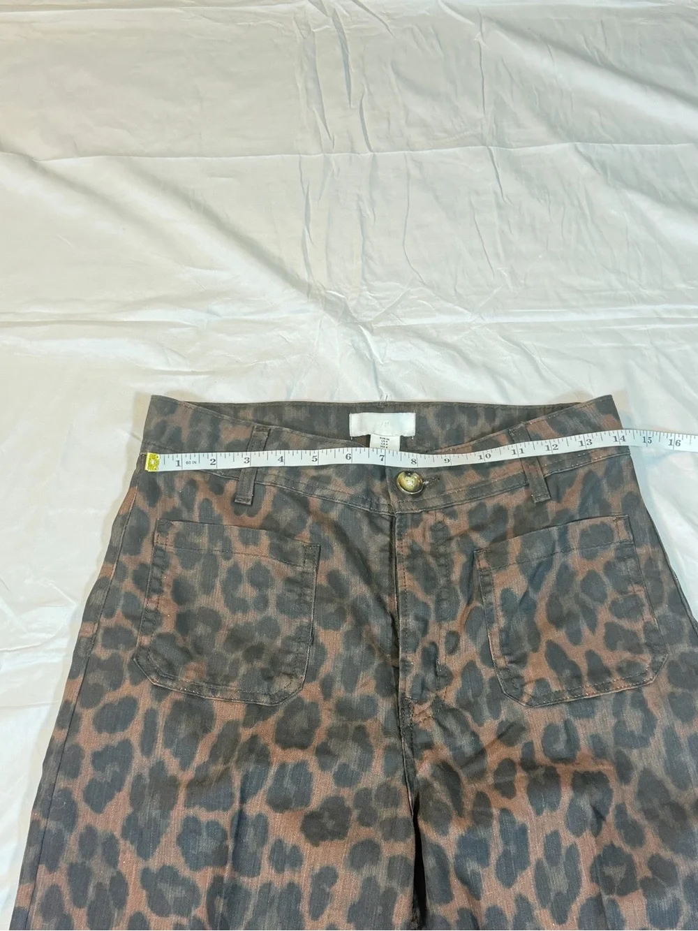 H&M Leopard Print Wide Leg Pants 4 NWT Pleated High Rise Trousers Brown Black - Picture 5 of 8